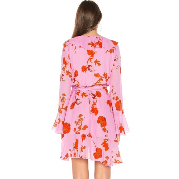 Cynthia Rowley Malibu Ruffle Mini Dress in Pink Poppy, Size L - Picture 3 of 6